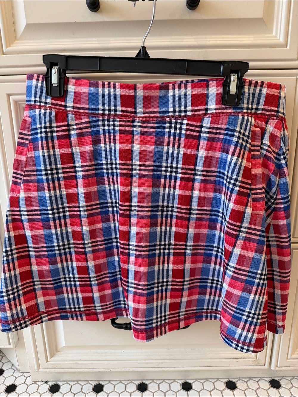 Talbots Red Blue & White Plaid Circle Skirt